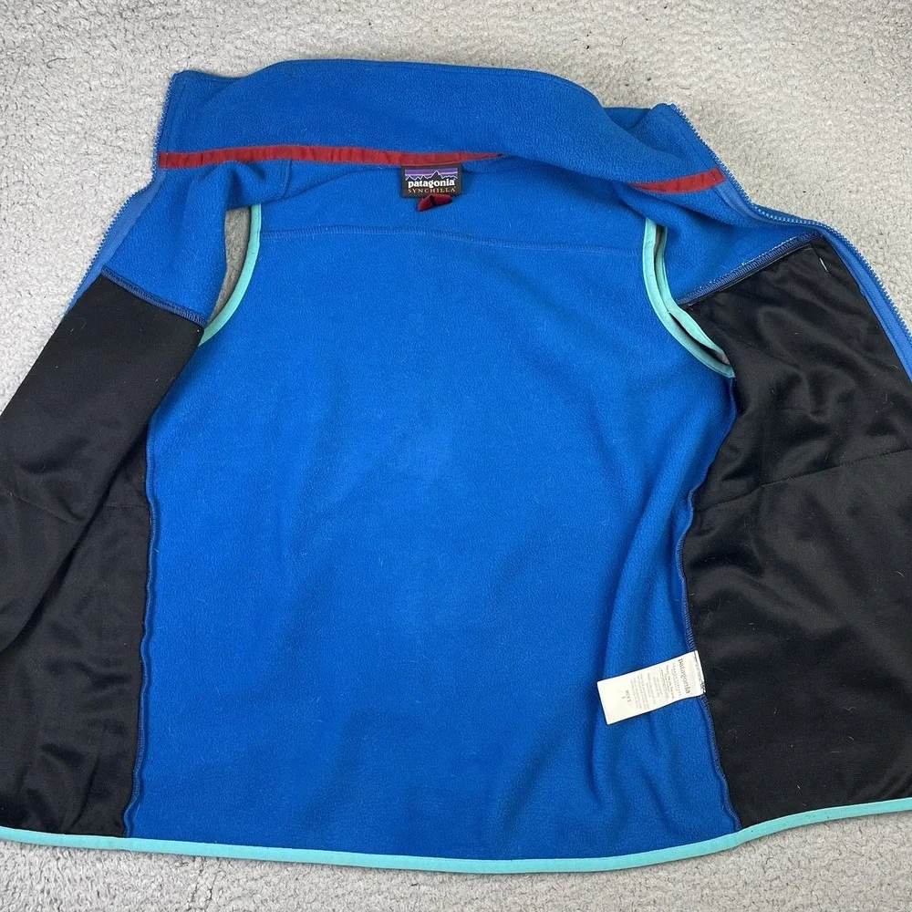 Patagonia Vest Mens S Blue Outdoor Lightweight Synchilla Fleece Snap T Zip